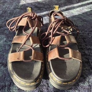 Dr. Martens Nartilla Brown Leather Gladiator Sandals